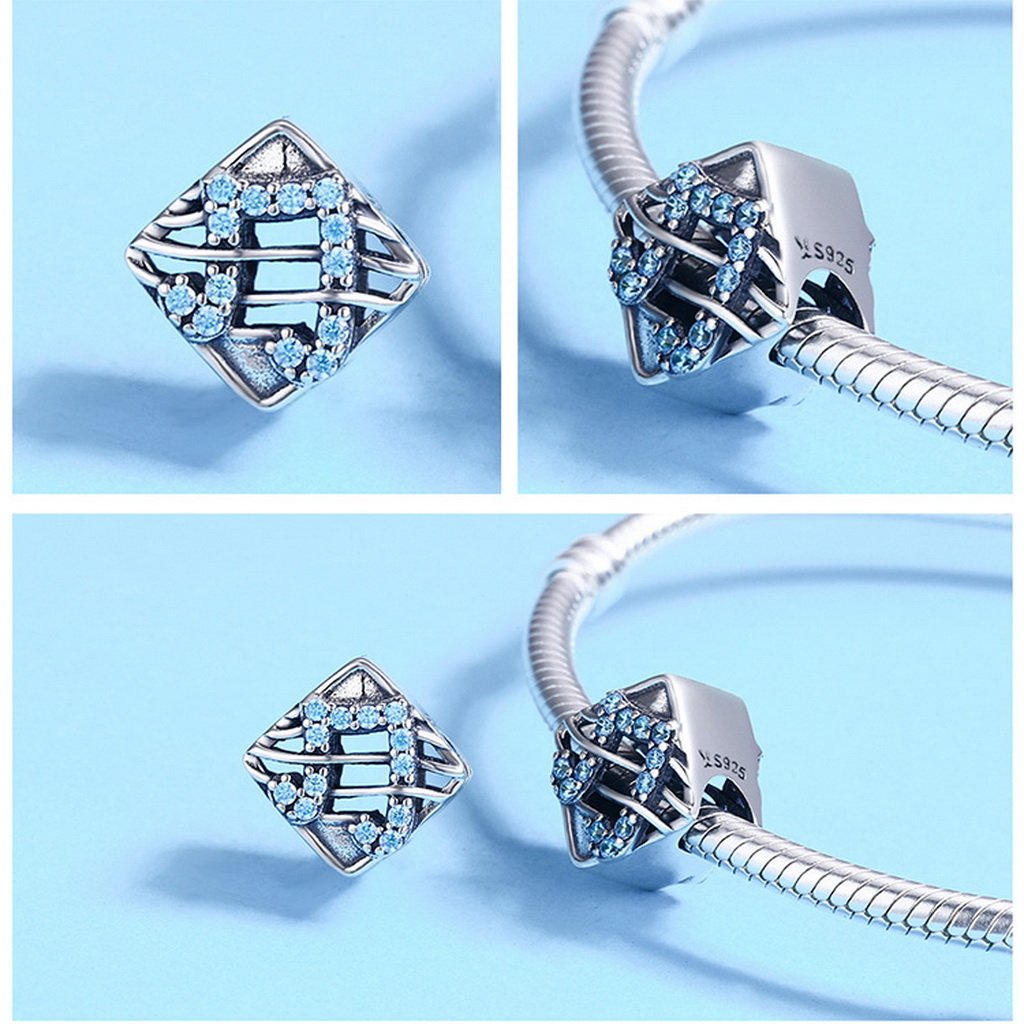PAHALA 925 Sterling Silver Music Dynamic with Blue Crystals Charm Bead