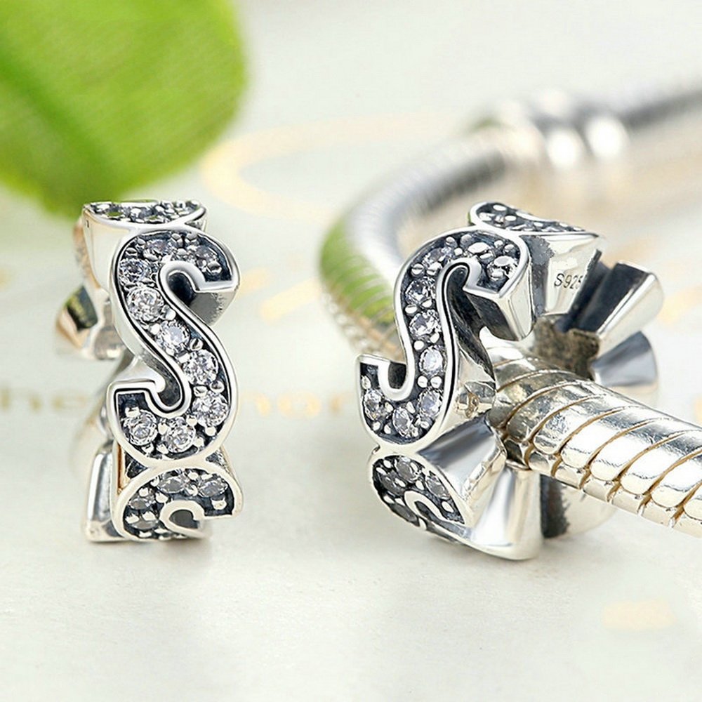 PAHALA 925 Strling Silver S Crystals Charms Pendant Fit Bracelets Necklace