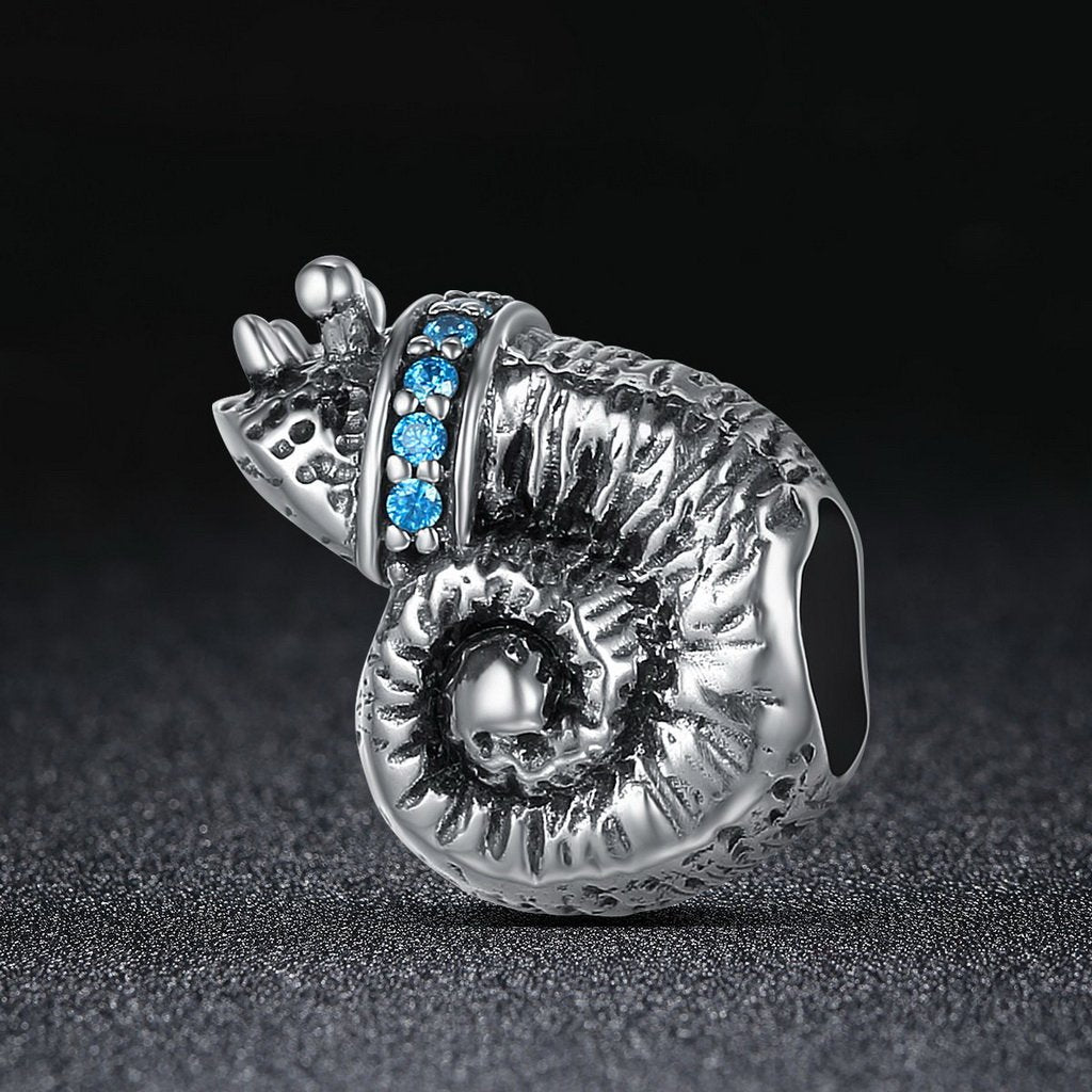 PAHALA 925 Sterling Silver Lovely Snail with Blue Crytals Charm Bead