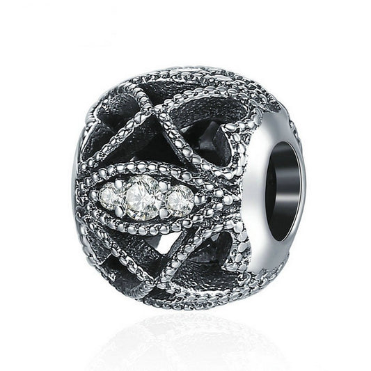 PAHALA 925 Sterling Silver Romantic Heart with Crystals Charm Bead