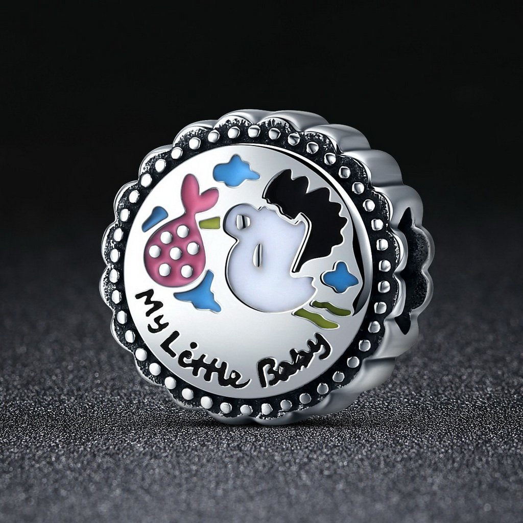 PAHALA 925 Sterling Silver Little Baby Round Enamel Charm Bead