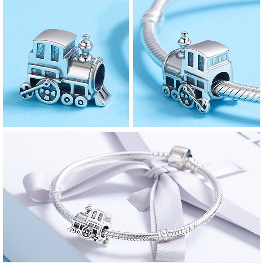 PAHALA 925 Sterling Silver Locomotive Train Charm Bead