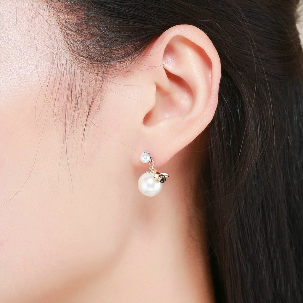 PAHALA 925 Sterling Silver Busy Bee With Honey Party Wedding Stud Earrings