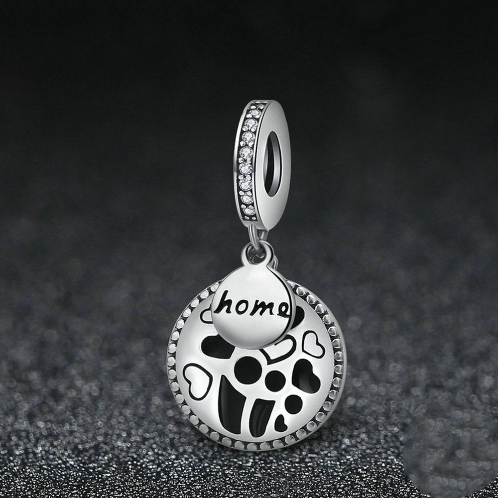 PAHALA 925 Strling Silver Engave Love Home Family Charms Fit Bracelets Necklace