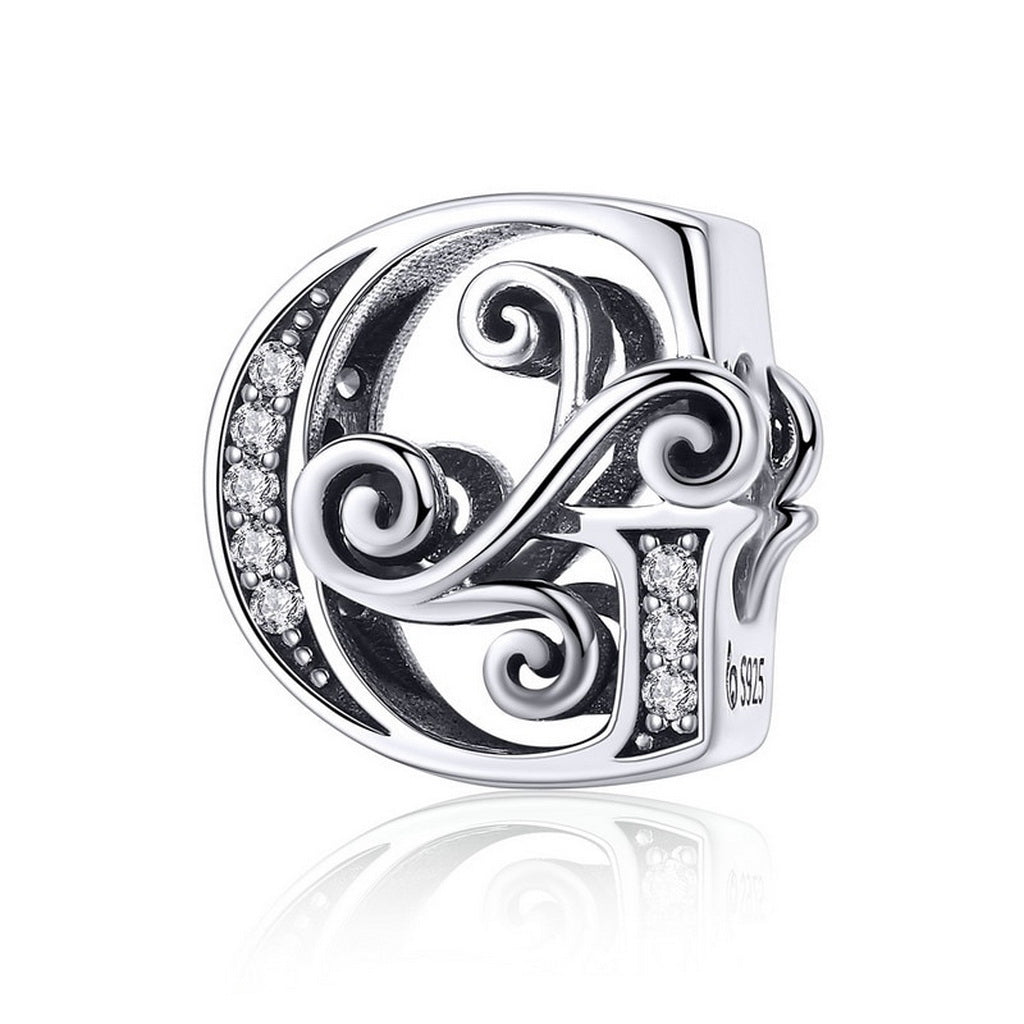 PAHALA 925 Sterling Silver 26 Letters Alphabet with Crystals Charms Beads