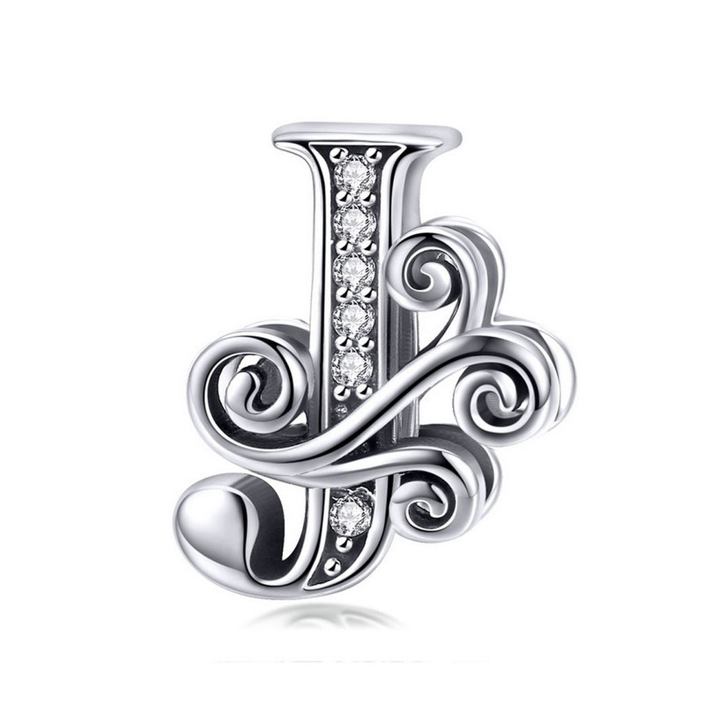 PAHALA 925 Sterling Silver 26 Letters Alphabet with Crystals Charms Beads
