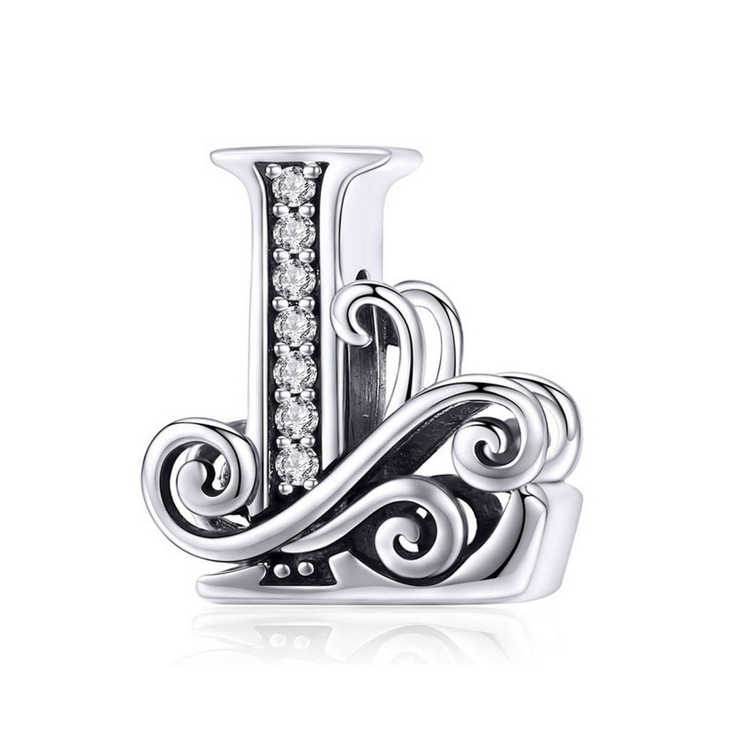 PAHALA 925 Sterling Silver 26 Letters Alphabet with Crystals Charms Beads